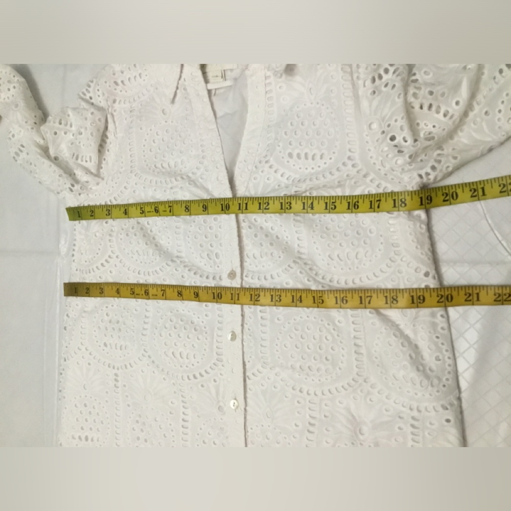 Lilly Pulitzer White Eyelet Button-Front Long Sleeve Dress - Picture 6 of 16